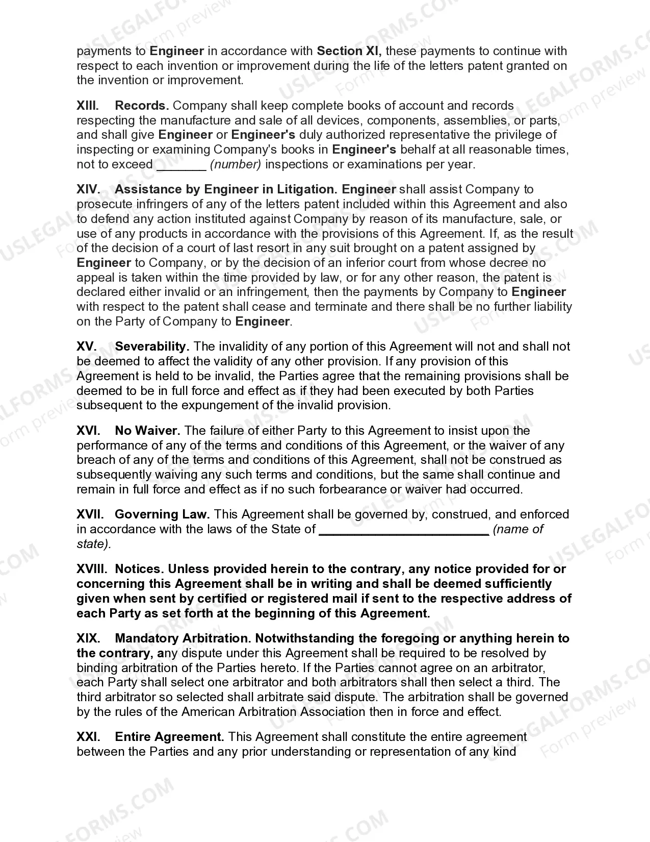Preview Employment Agreement between Aircraft Engine Manufacturer and Consulting Engineer