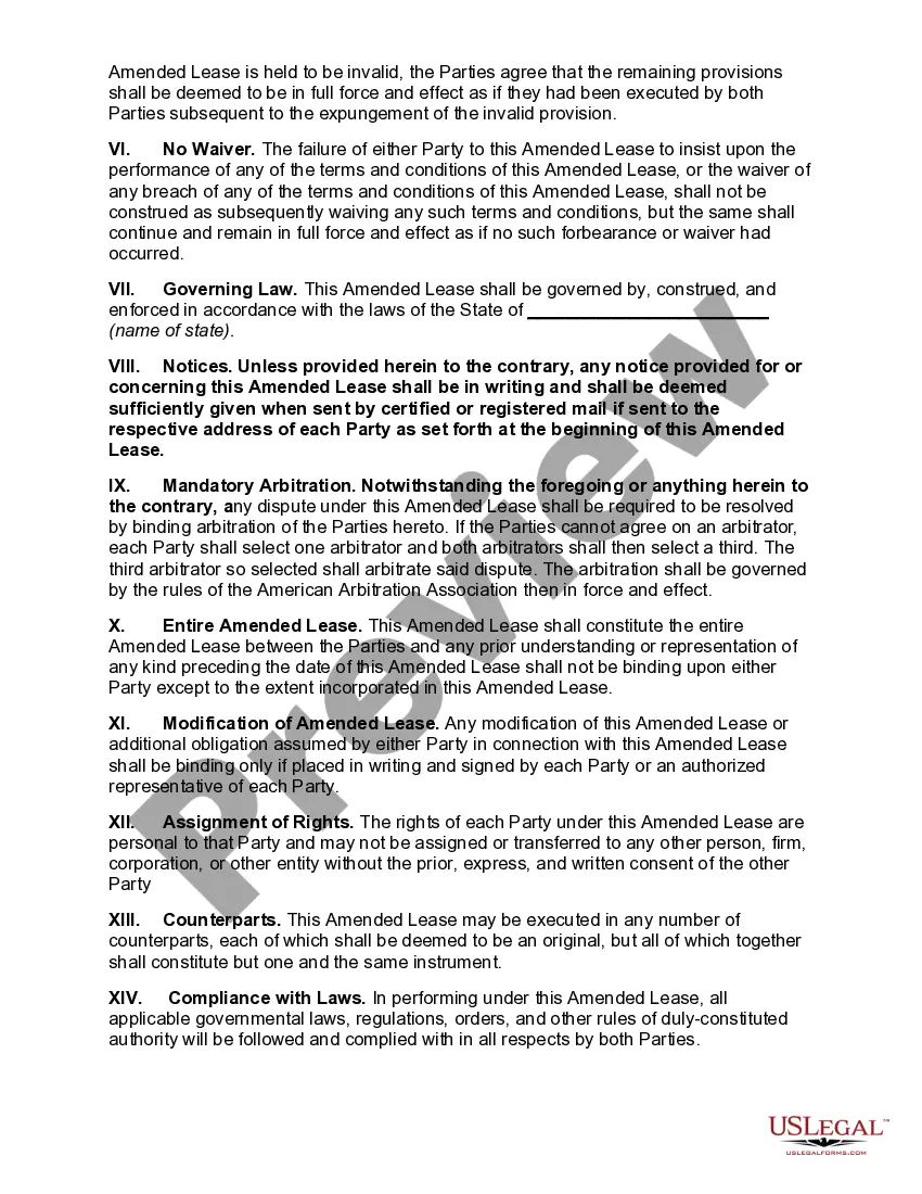 Preview Amended Equipment Lease with Substitution of Different Equipment