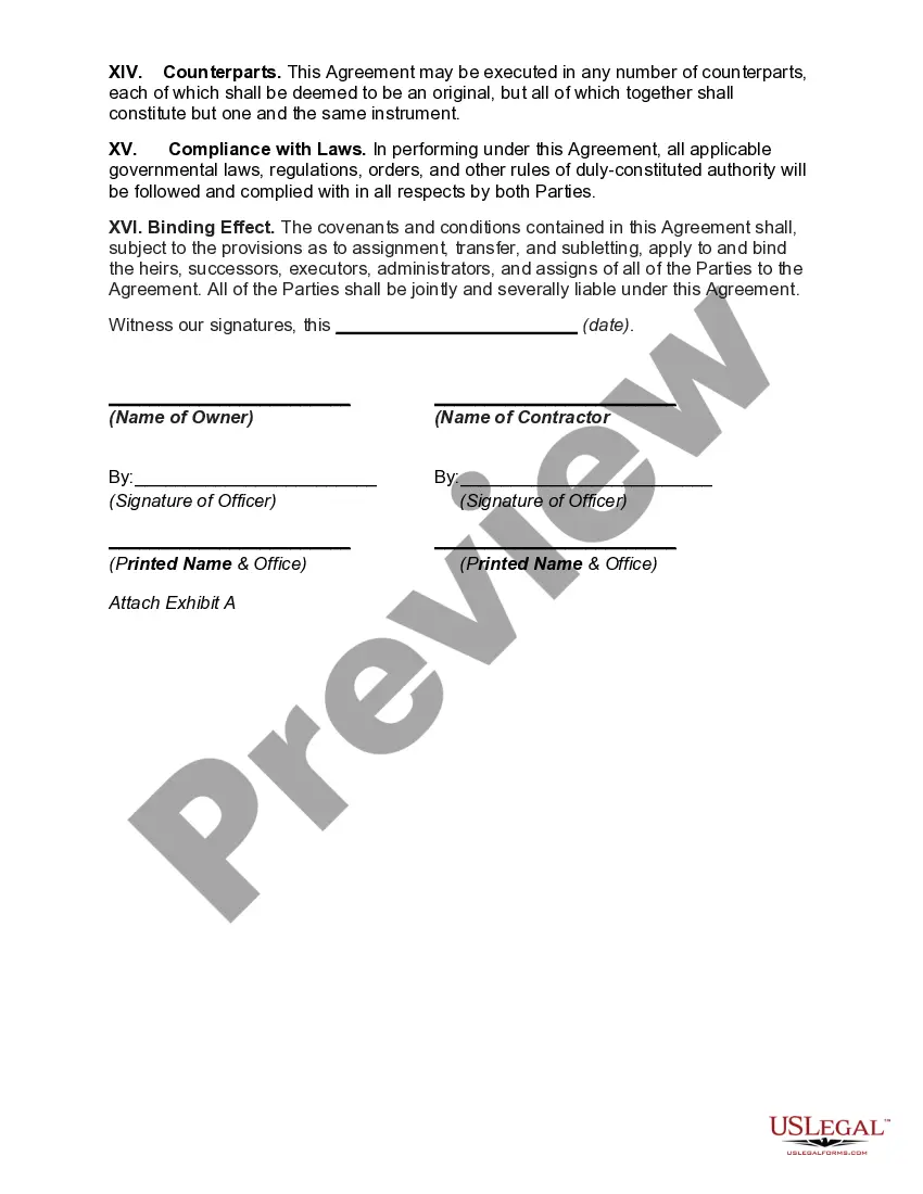 Preview Agreement for the Maintenance of an Automatic Temperature Control System