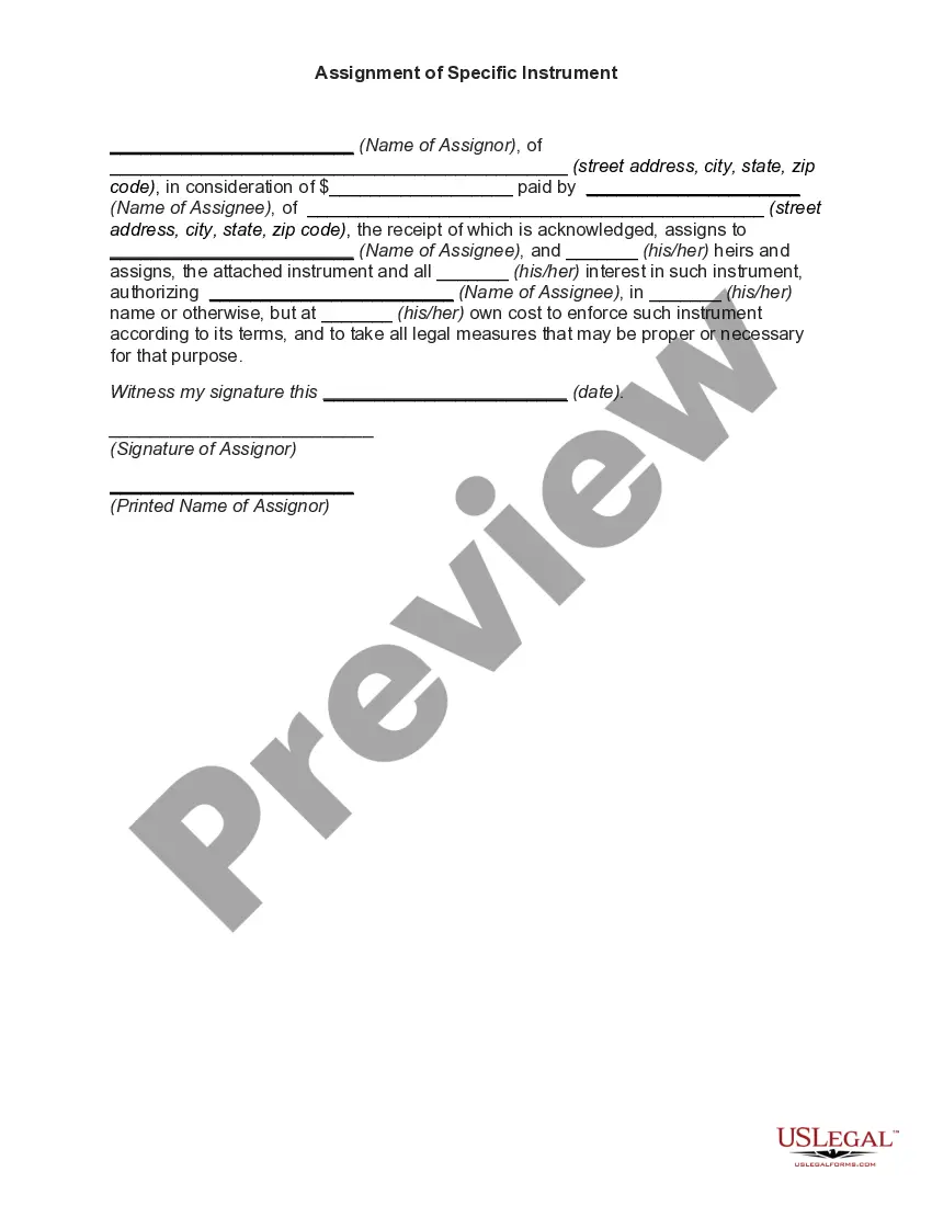 Preview Assignment of Specific Instrument