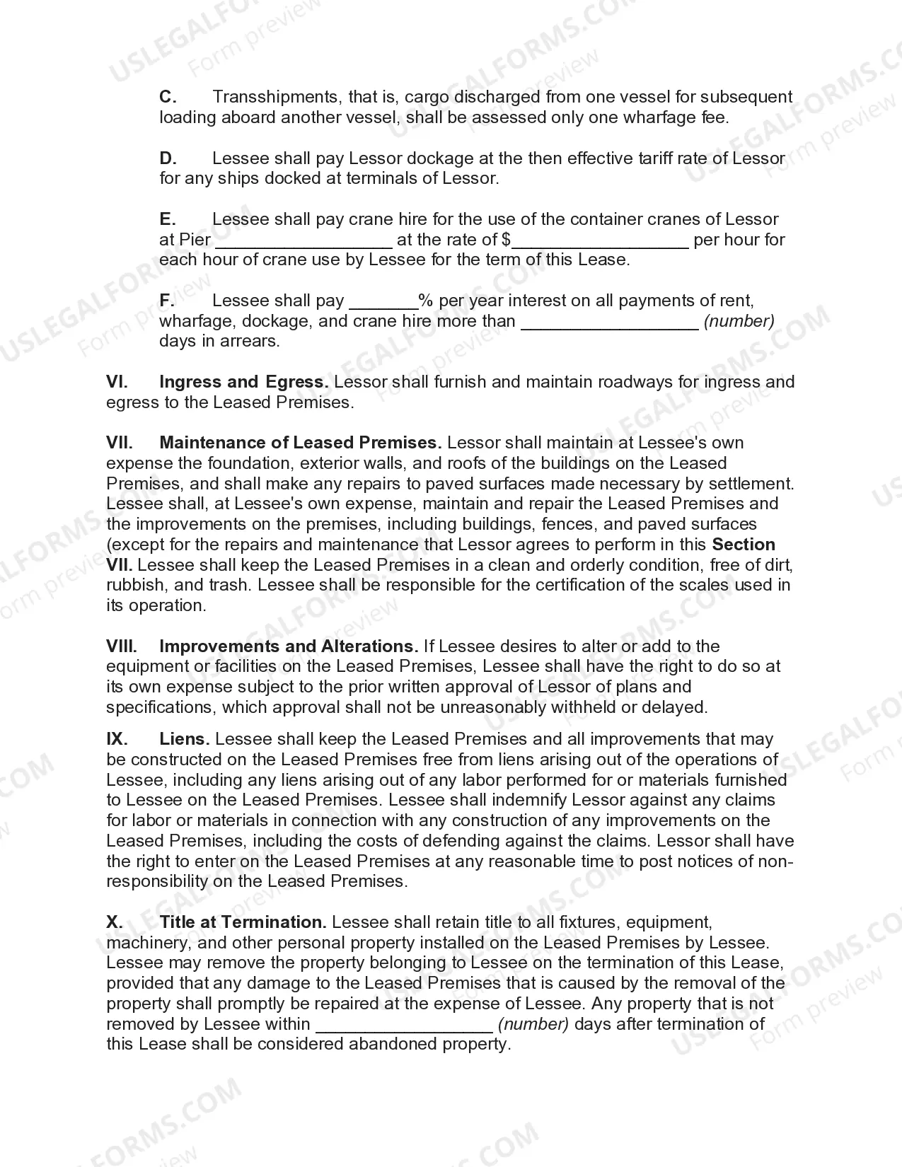 Preview Lease of Port Facilities