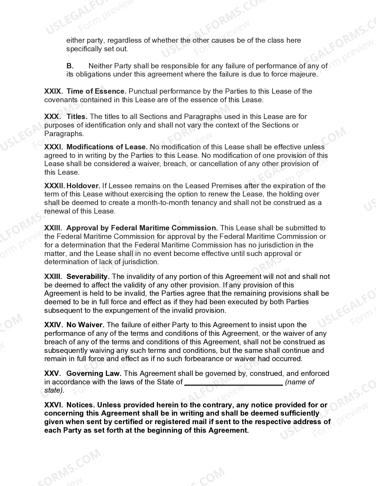 Preview Lease of Port Facilities