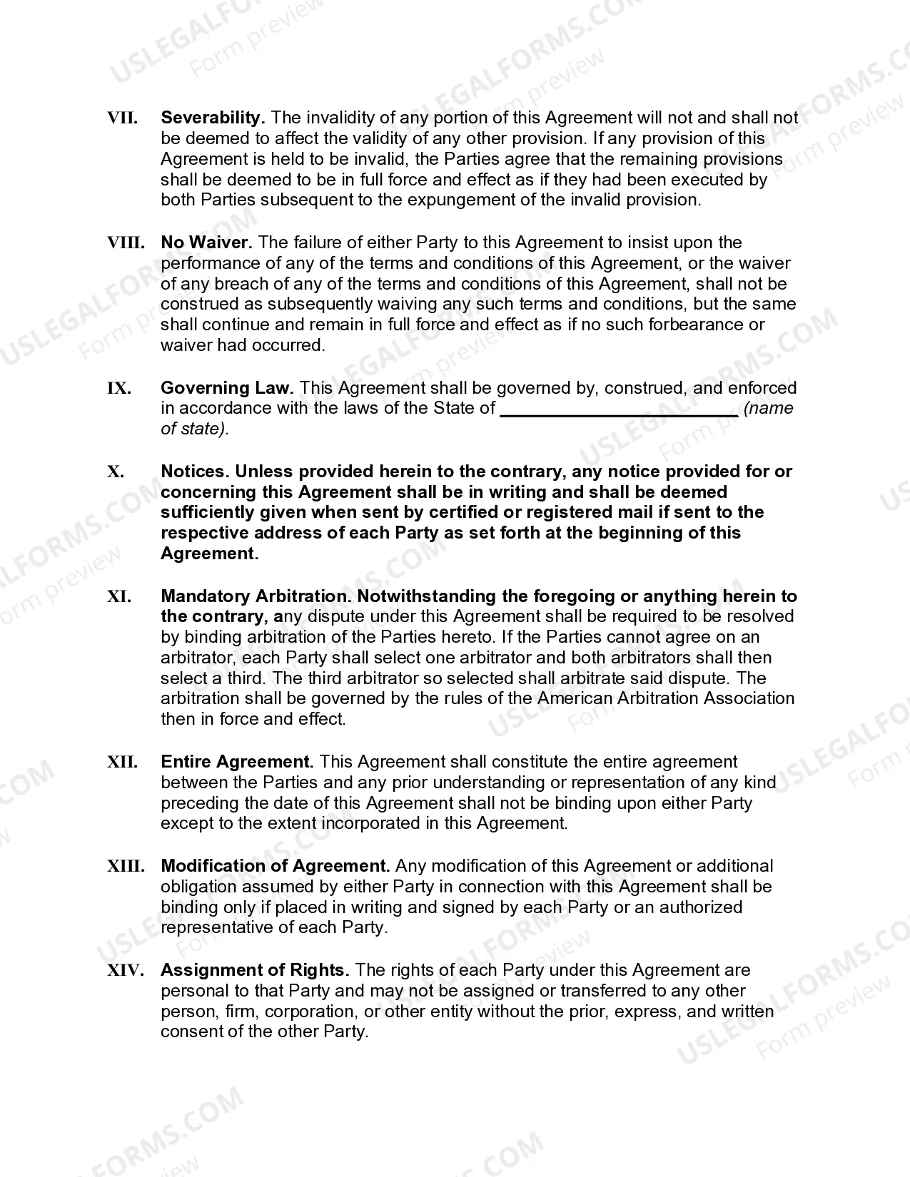 Preview Agreement of Use of Portion of Canal to Transport Water