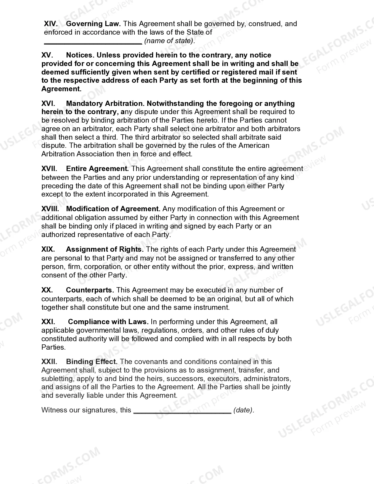 Preview Agreement for Development of Dairy Herd