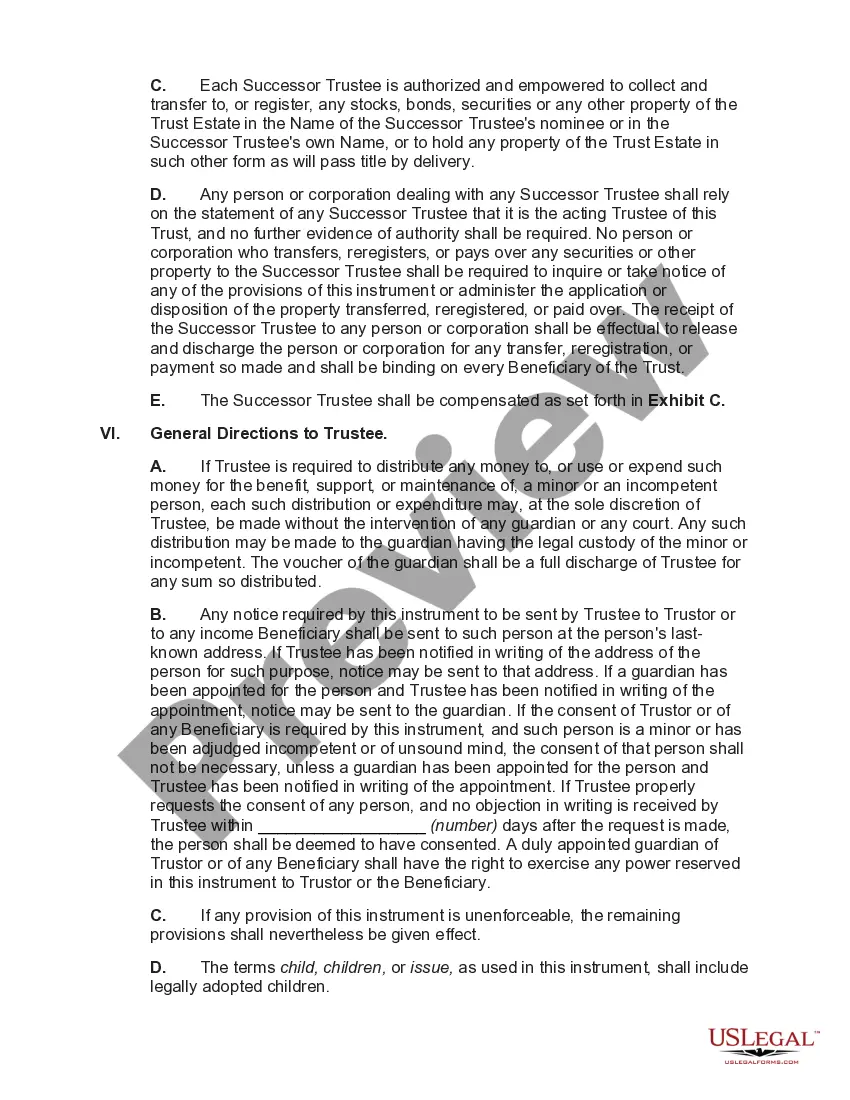 Preview Declaration of Trust with Trustor as Life Beneficiary