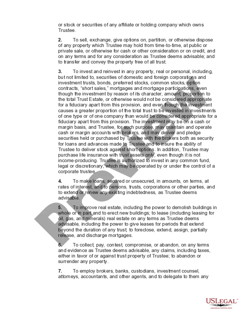 Preview Declaration of Trust with Trustor as Life Beneficiary