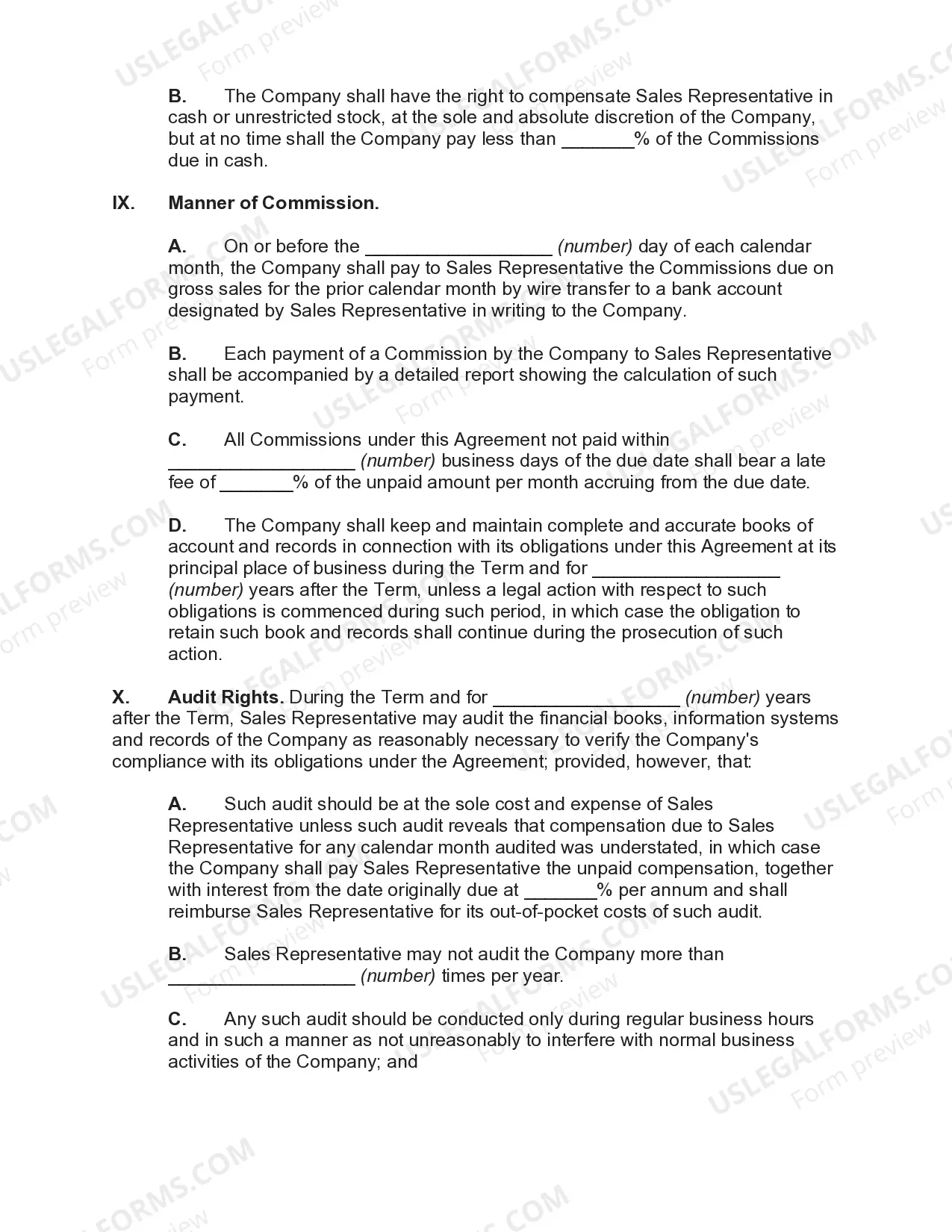 Preview Sales Agency Agreement with Non-Execlusive Agent