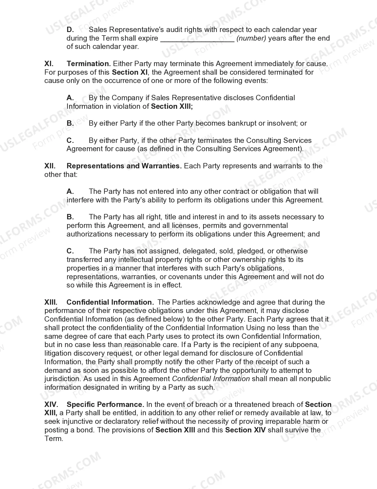 Preview Sales Agency Agreement with Non-Execlusive Agent