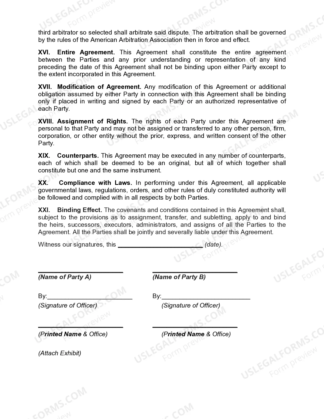 Preview Agreement for Exchange of Realty for Personal Property
