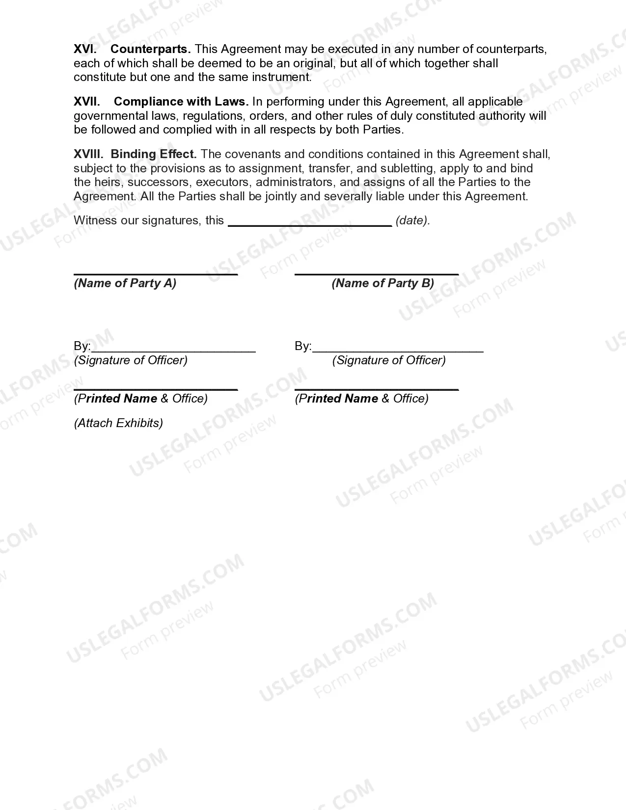Preview Agreement to Make Exchange with Detailed Terms and Conditions