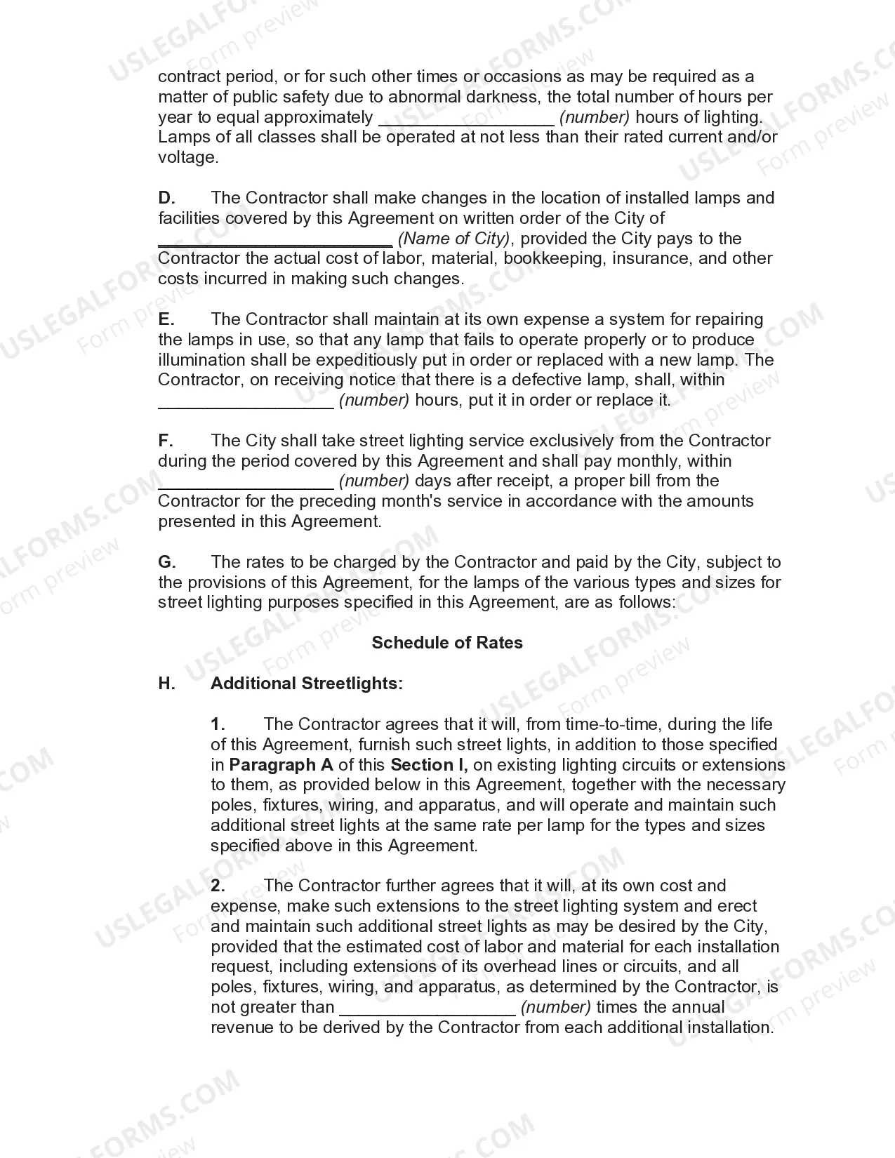 Preview Agreement to Maintain Street Lighting System
