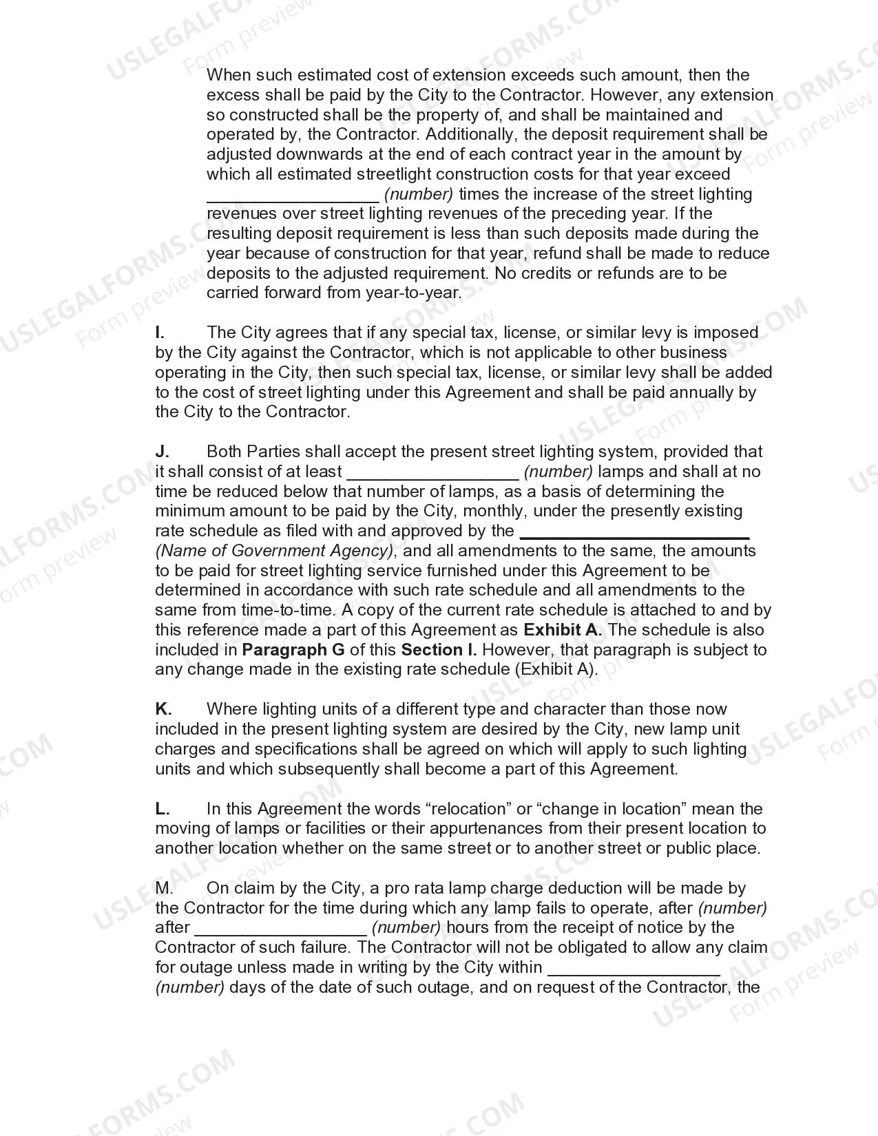 Preview Agreement to Maintain Street Lighting System