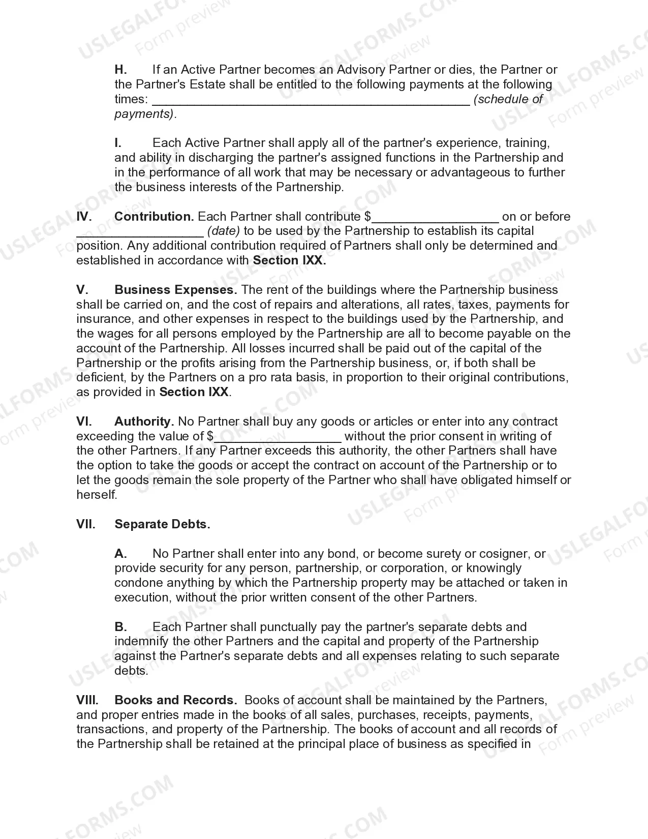 Preview Commercial Partnership Agreement with Classification of Partners as Active Partners, Advisory Partners, or Estate Partners