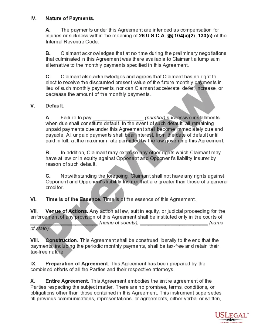 Get Structured Settlement with No Litigation Pending - Lum Plus Periodic Payments Preview Structured Settlement with No Litigation Pending - Lum Plus Periodic Payments