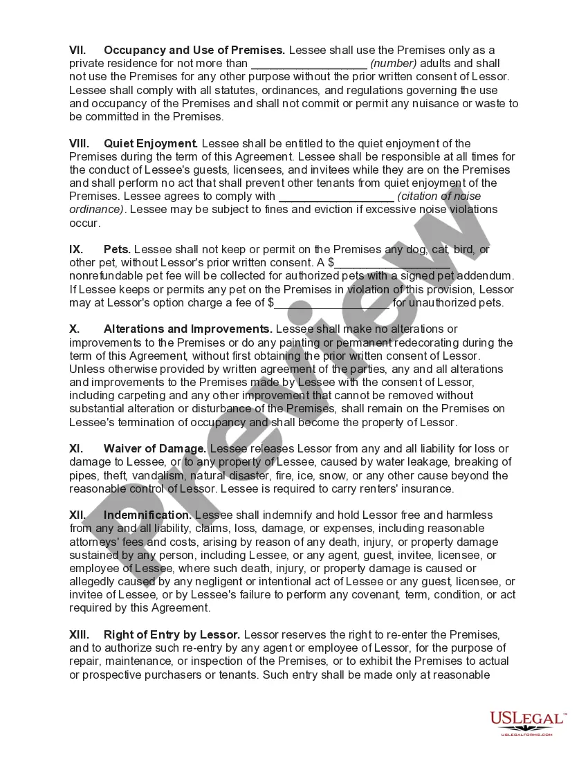 Preview Lease of Unfurnished House with Joint and Several Liability of Multiple Lessees
