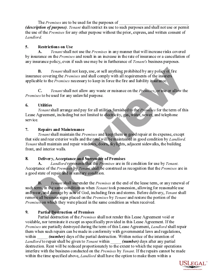 Preview Lease of Business Premises