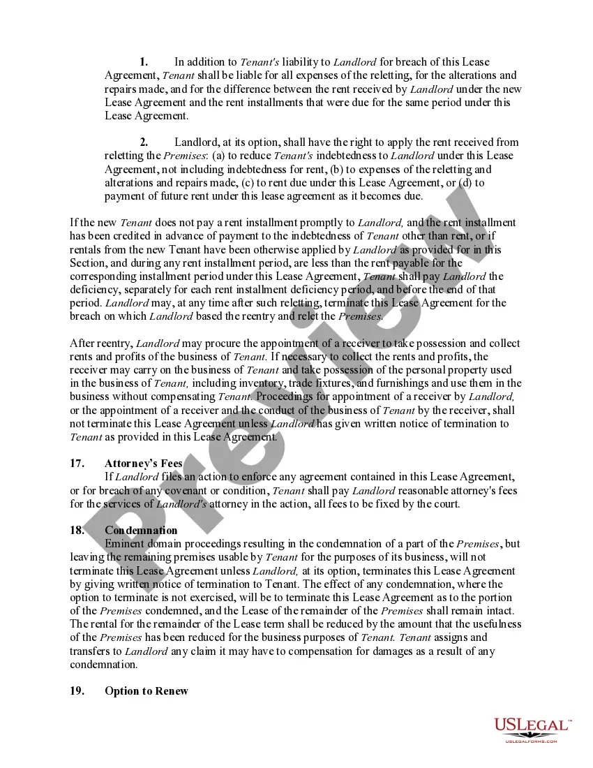 Preview Lease of Business Premises