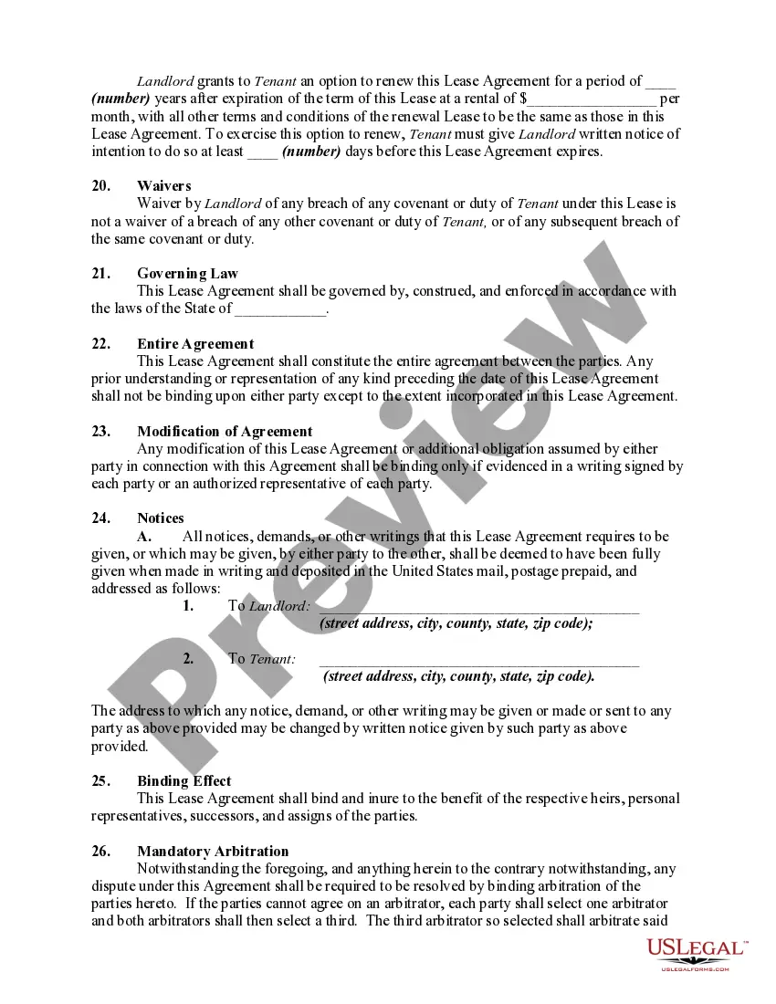 Preview Lease of Business Premises