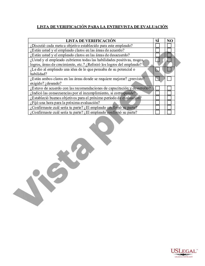 Preview Lista de verificación para la entrevista de evaluación