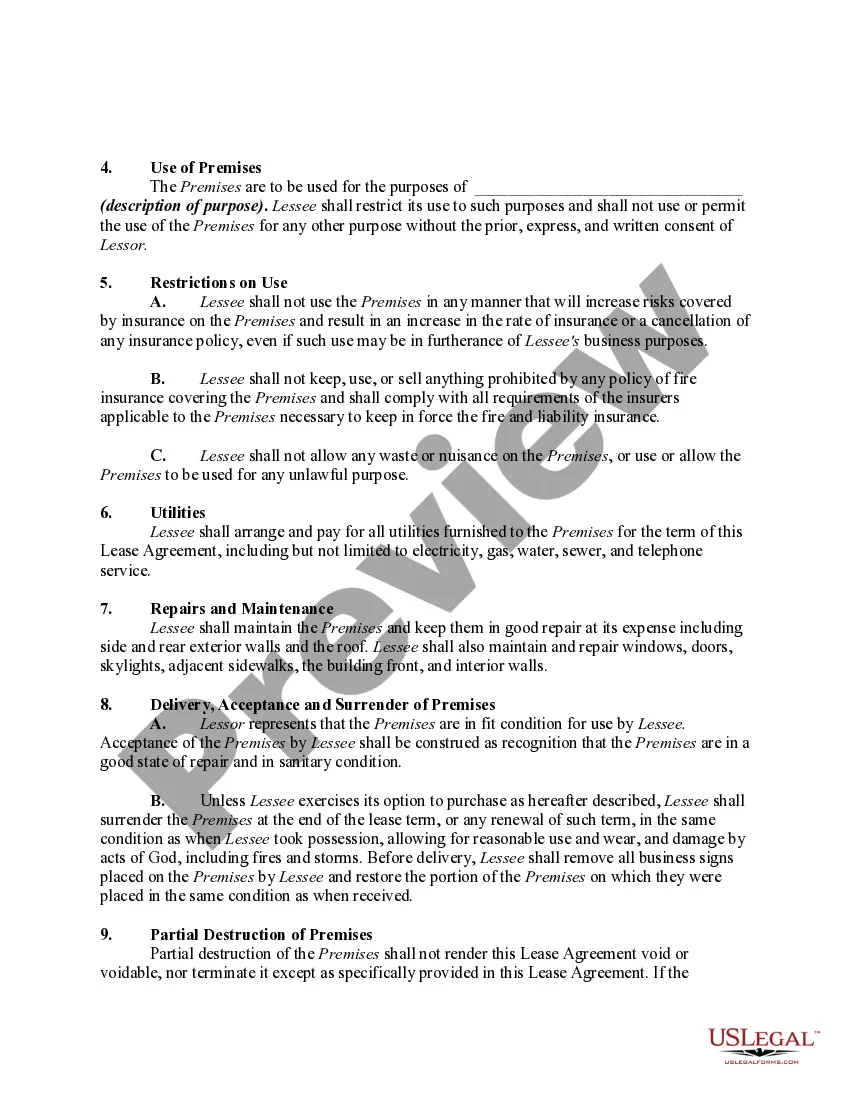 Get Agreement to Lease Commercial Property with Option to Purchase at End of Lease Term - Lease or Rent to Own Preview Agreement to Lease Commercial Property with Option to Purchase at End of Lease Term - Lease or Rent to Own