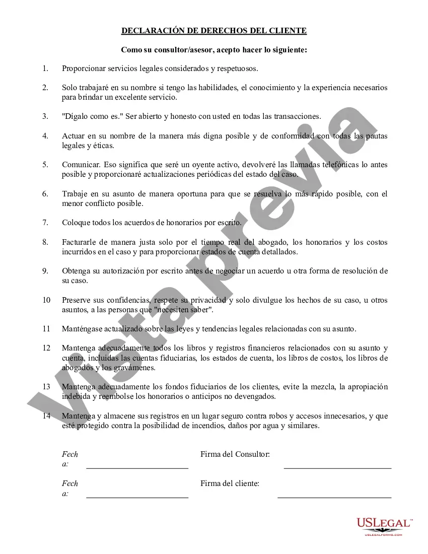 Preview Declaración de derechos del cliente