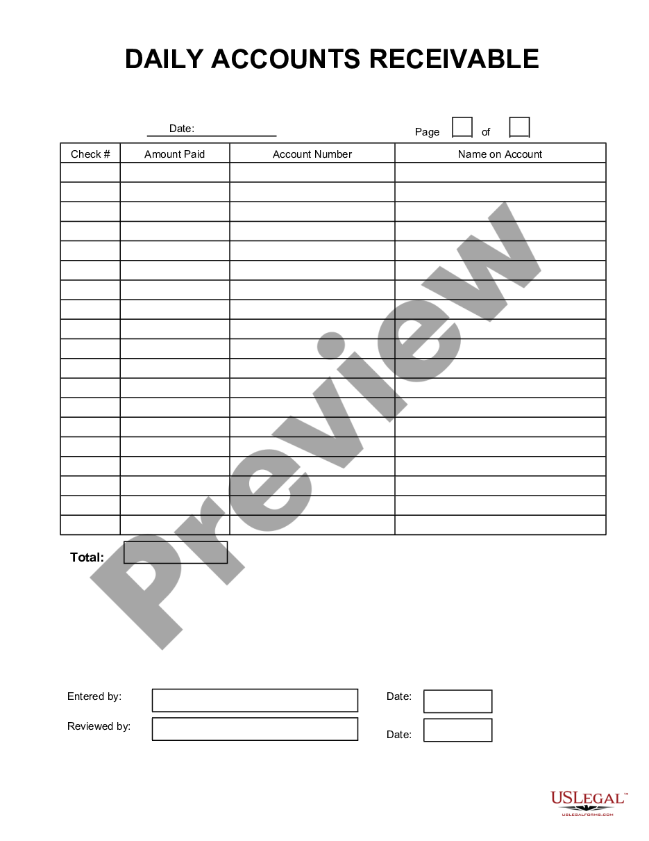 form Daily Accounts Receivable preview