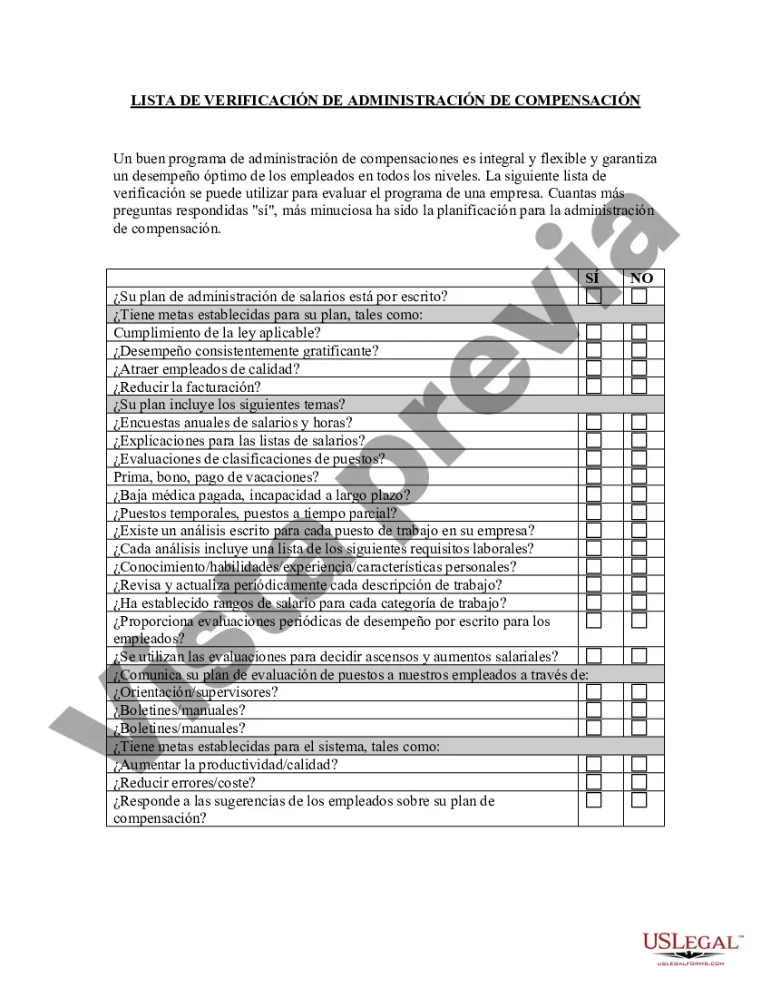 Preview Lista de verificación de administración de compensación