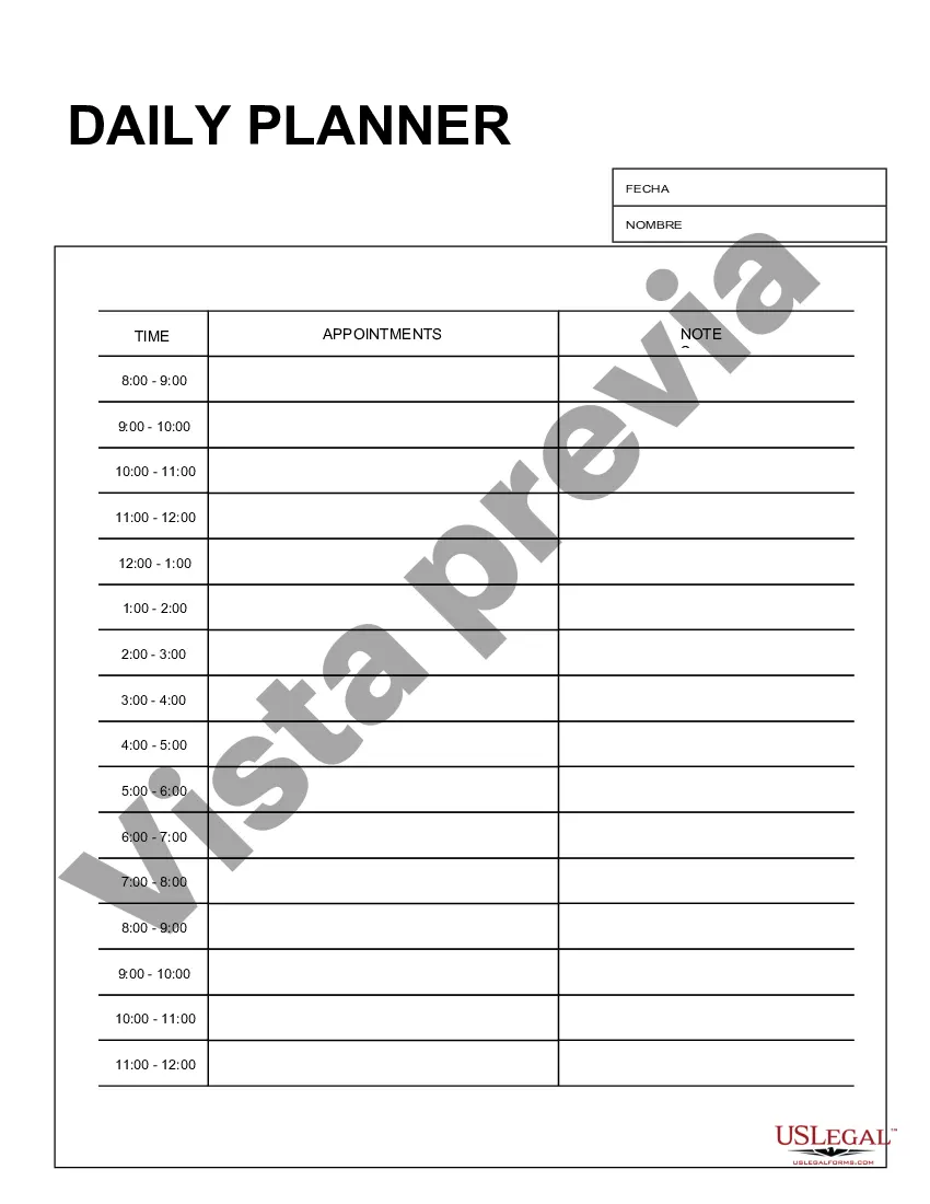 Preview Agenda diaria