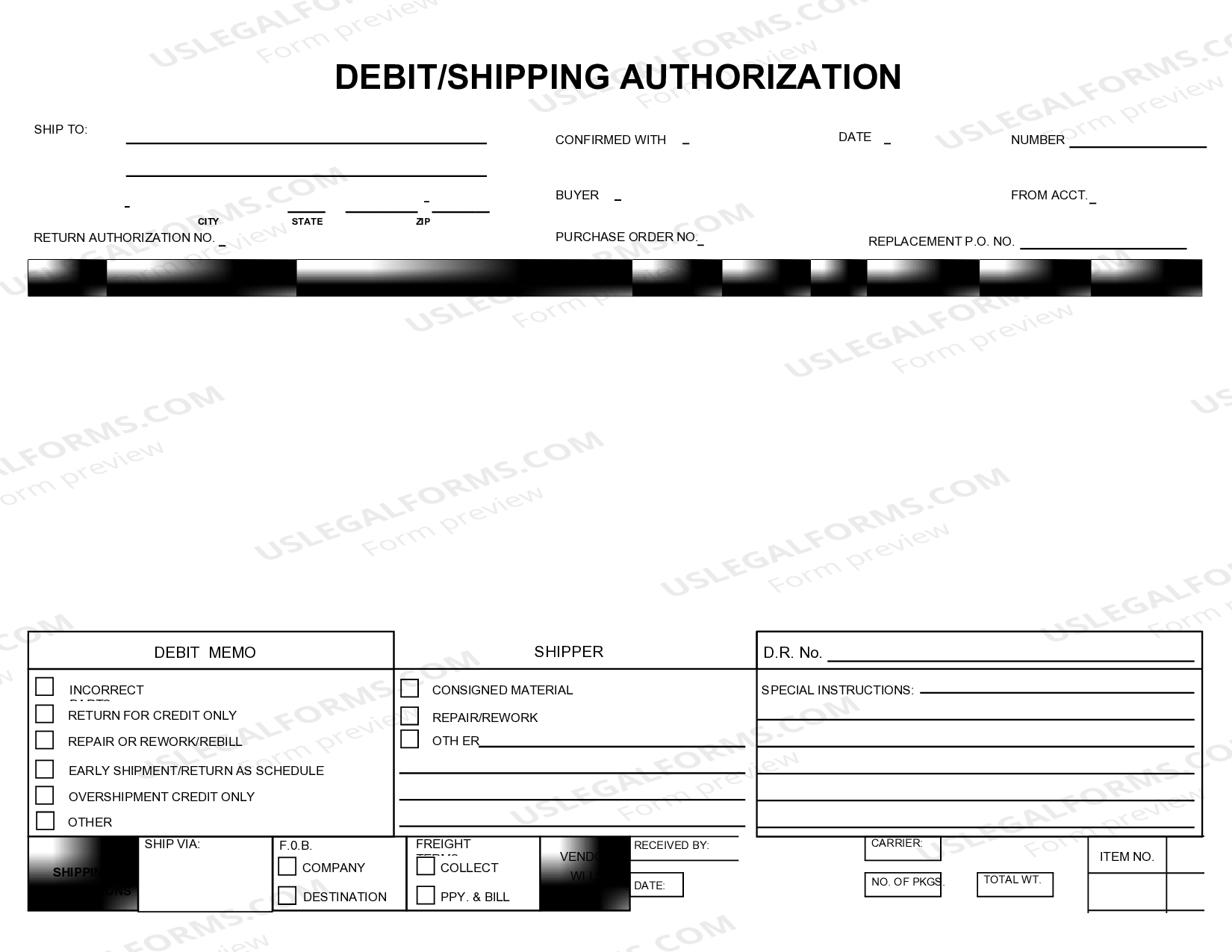 Ohio Debit Shipping Authorization US Legal Forms
