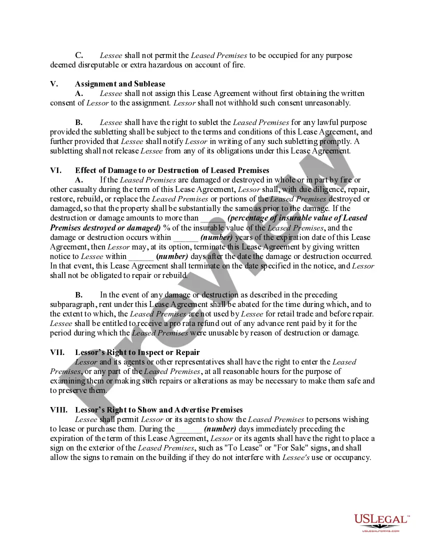 Preview Lease of Supermarket