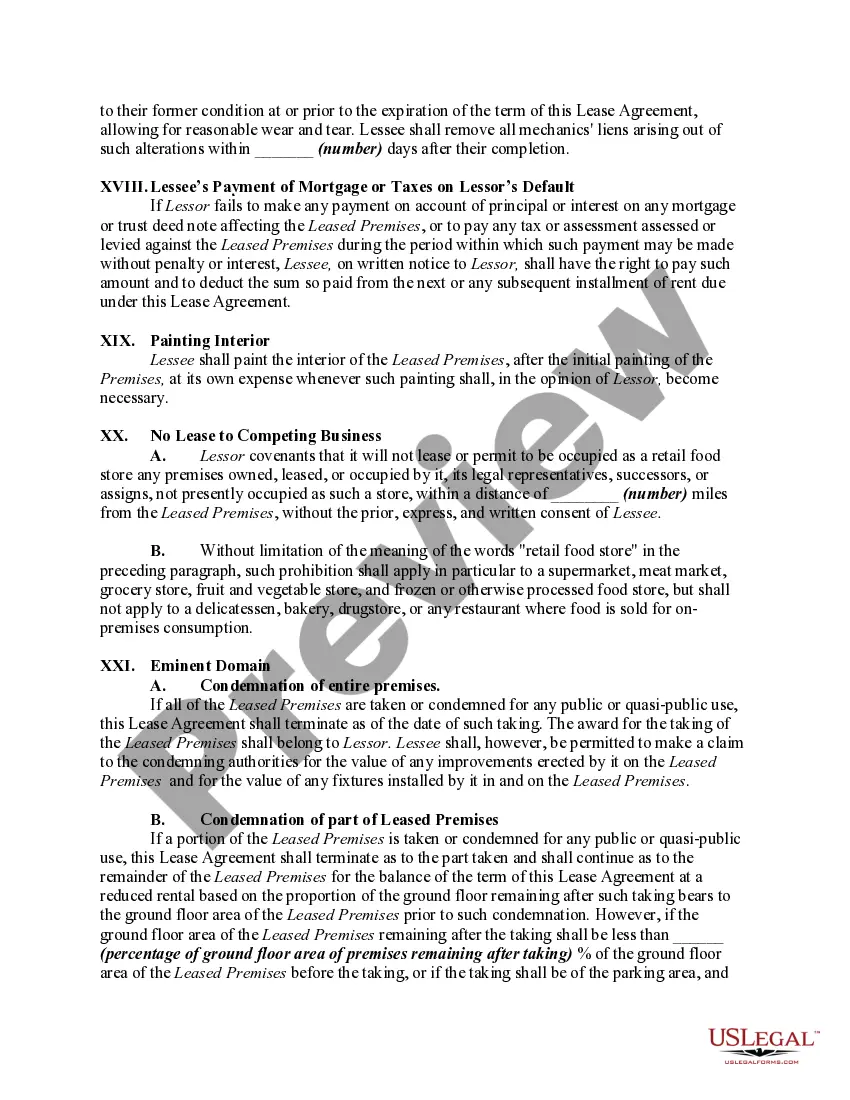 Preview Lease of Supermarket