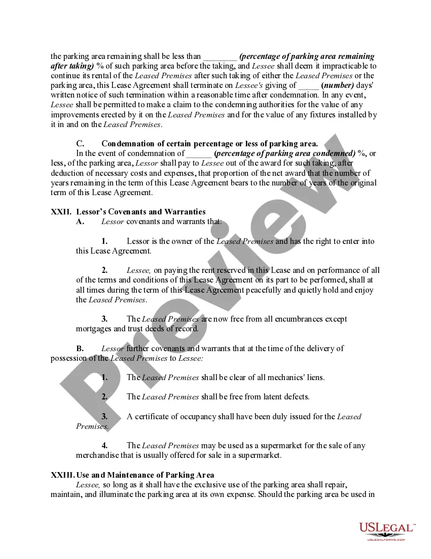 Preview Lease of Supermarket