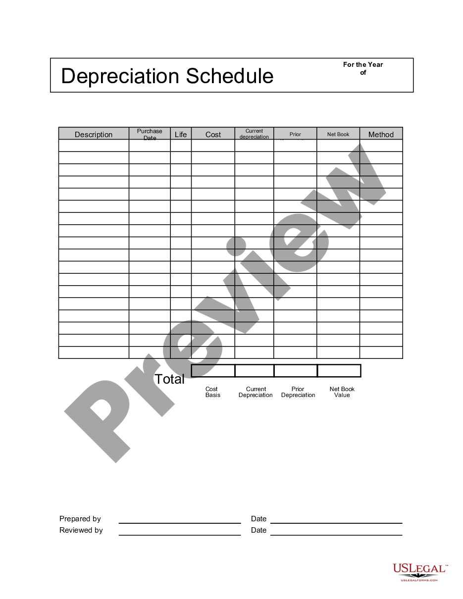 form Depreciation Schedule preview