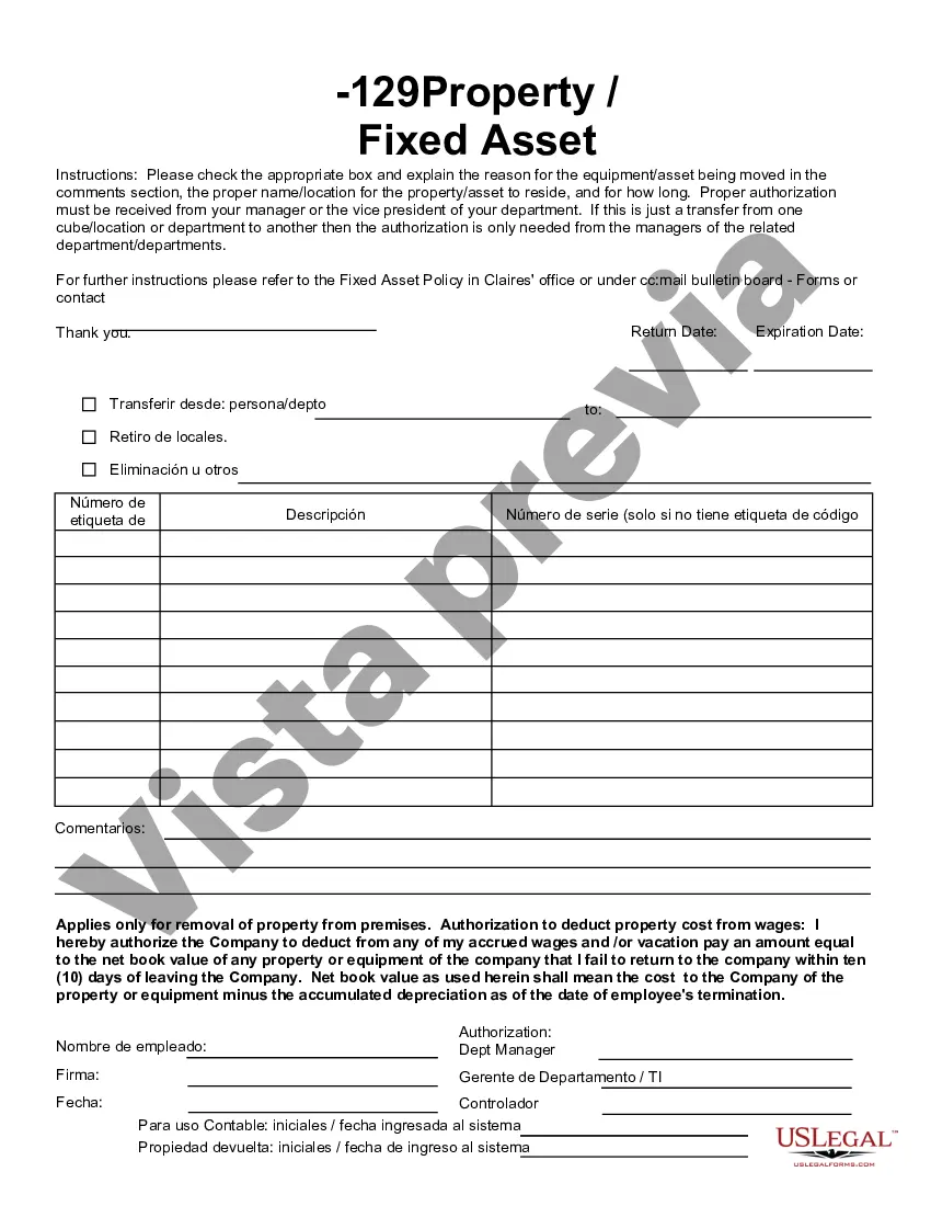 Preview Formulario de retiro de activos fijos