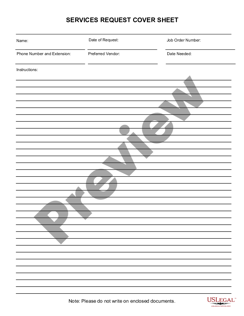 form Services Request Cover Sheet preview