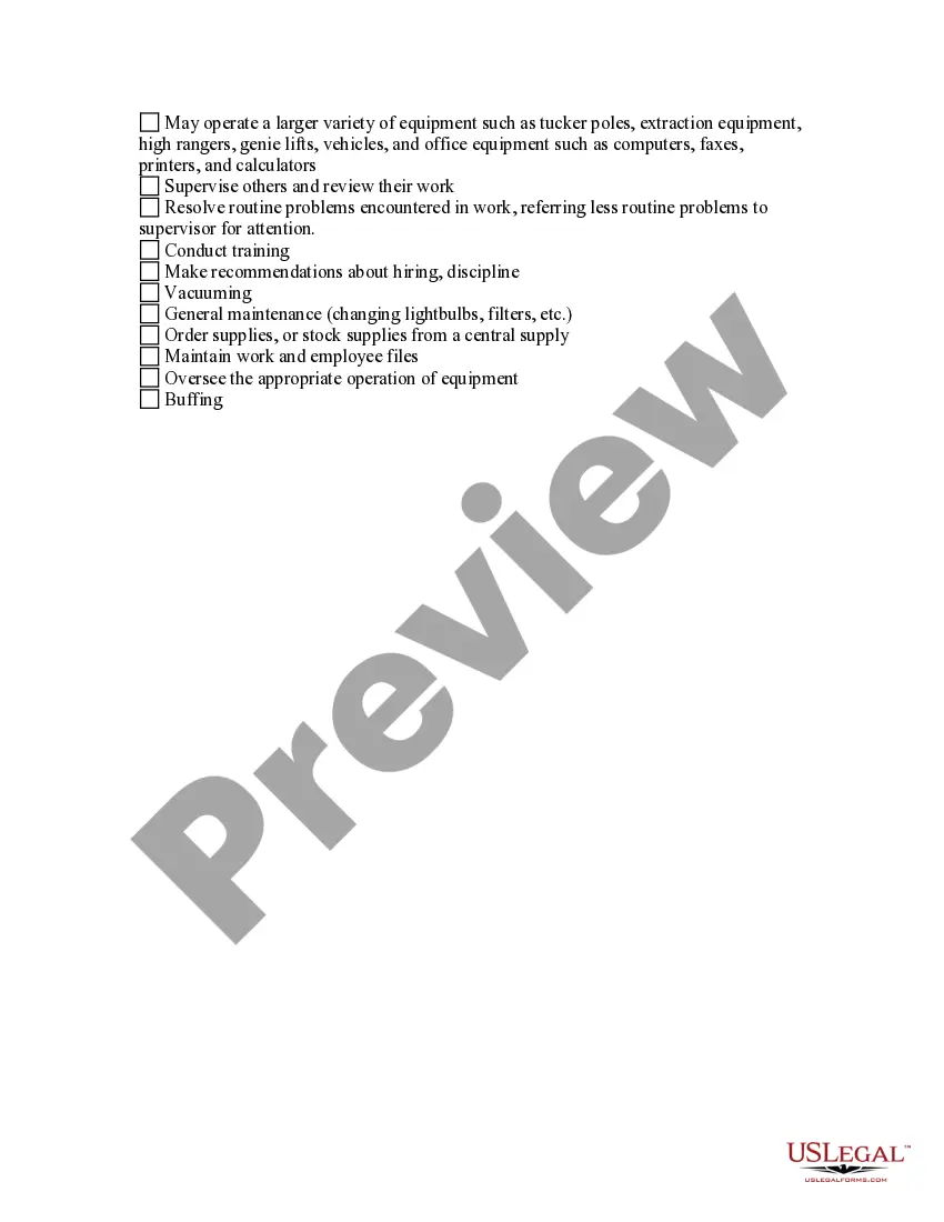 Get Custodian - Supervisor Checklist Preview Custodian - Supervisor Checklist