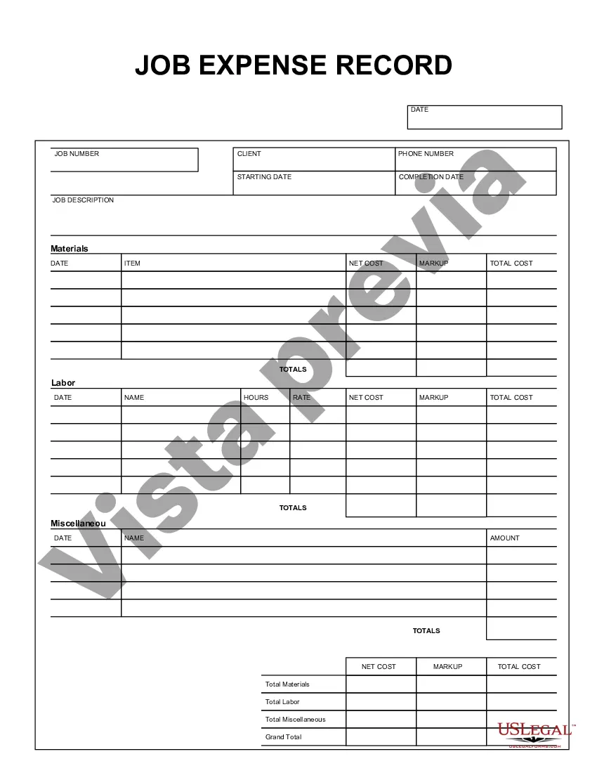 Preview Registro de gastos de trabajo