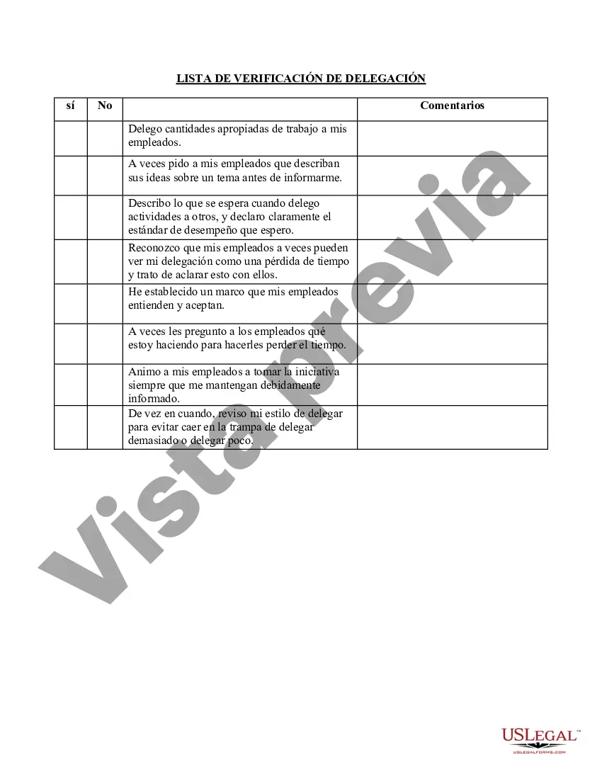 Preview Lista de verificación de delegación