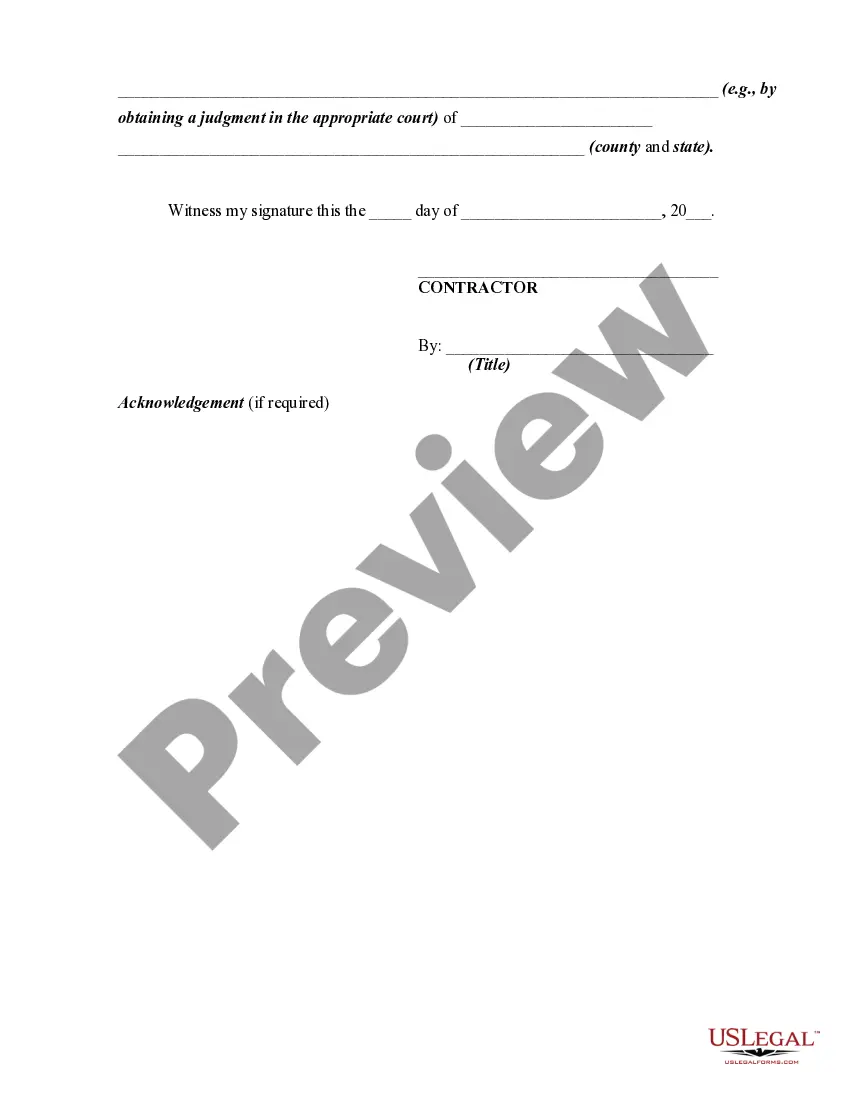 Preview Notice by Contractor to Claimant of Dispute of Claimant's Claim Described in Stop Notice