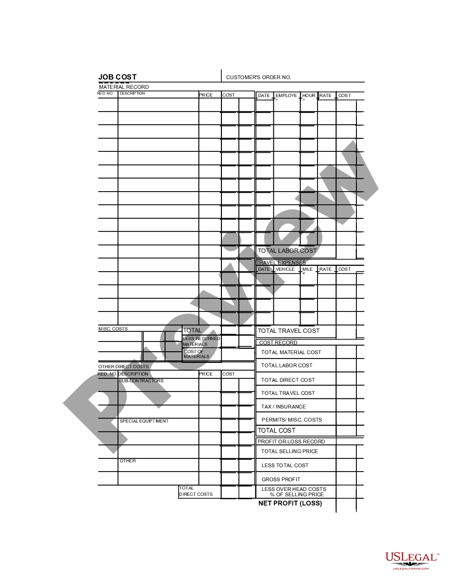 page 1 Job Invoice - Long preview