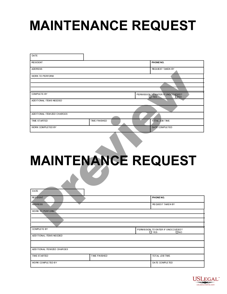 form Maintenance Request preview