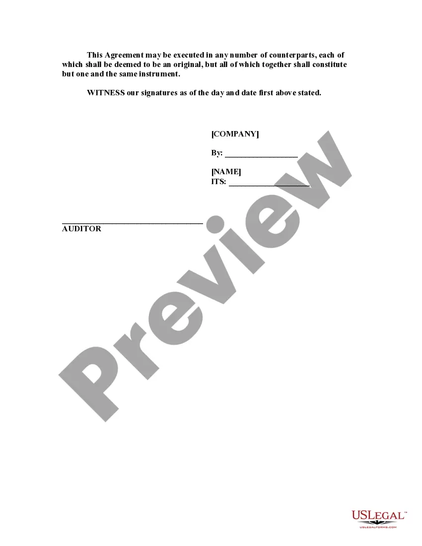 Preview Agreement by Accounting Firm to Employ Auditor