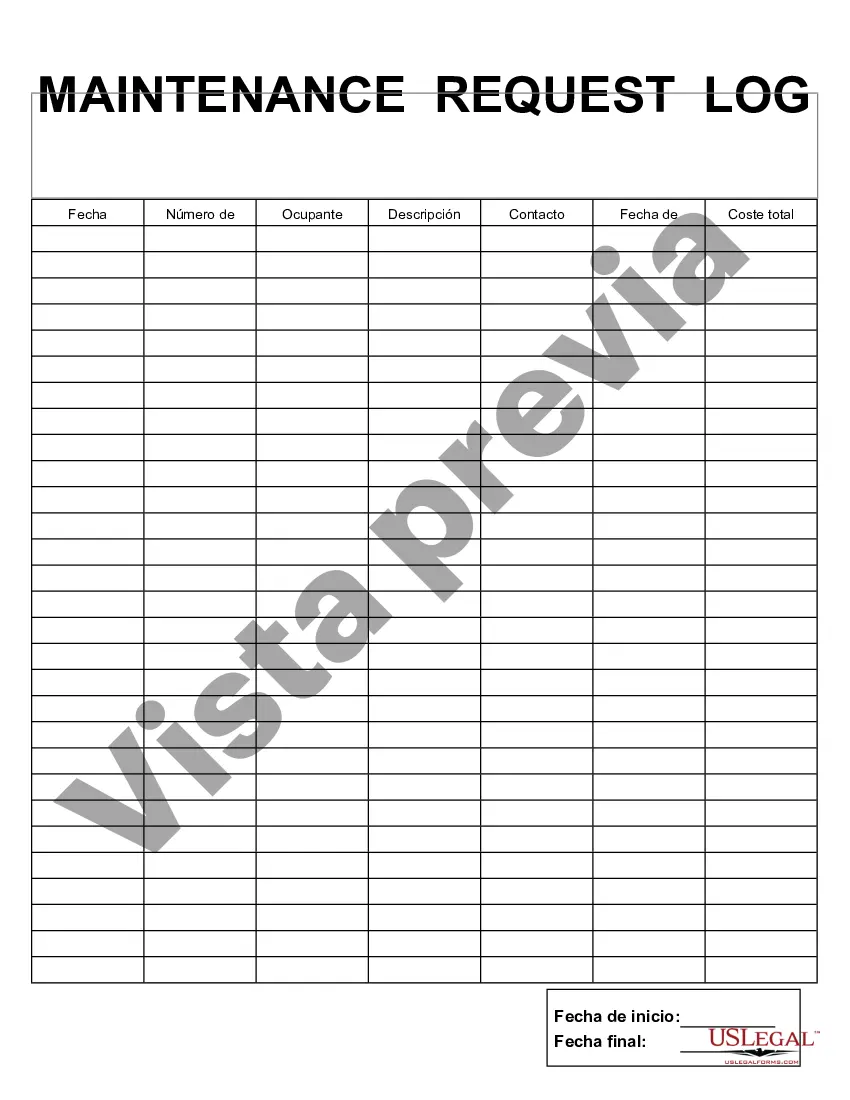 Preview Registro de solicitudes de mantenimiento