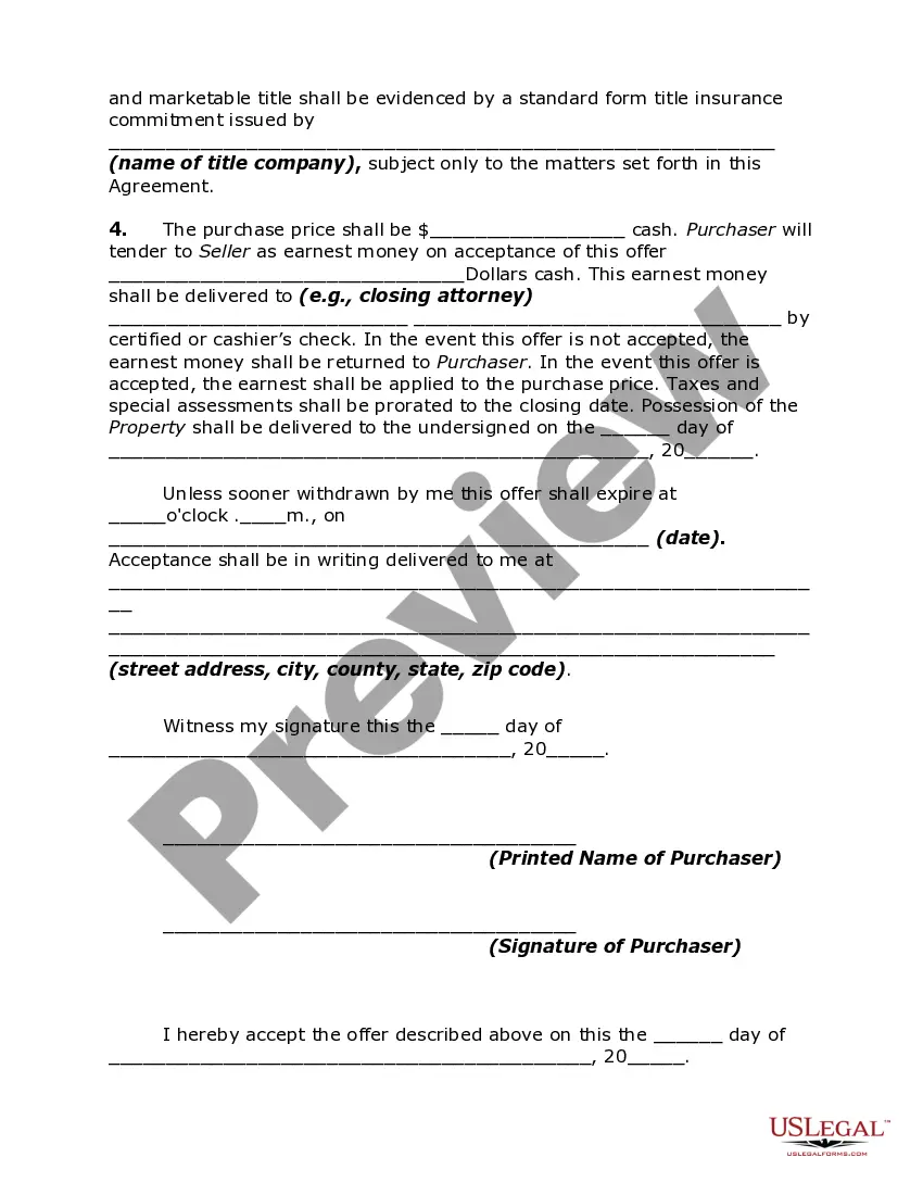 Preview Offer to Purchase Vacant (Unimproved) Land