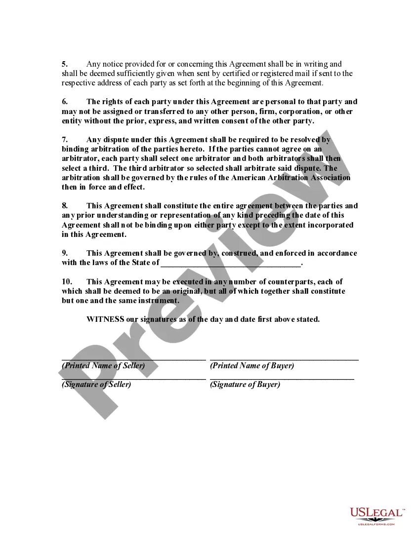 Preview Agreement for Sale and Purchase of Accounts Receivable