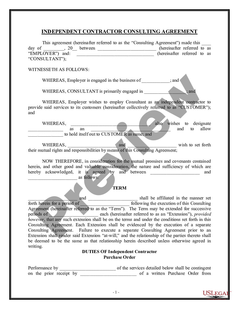 page 0 Self-Employed Independent Contractor Consulting Agreement - Detailed preview
