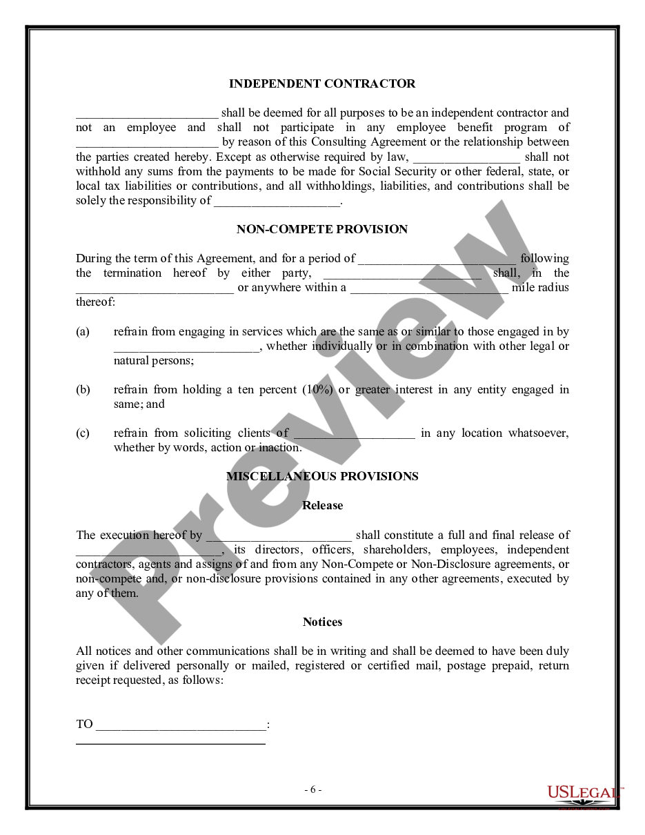 page 5 Self-Employed Independent Contractor Consulting Agreement - Detailed preview