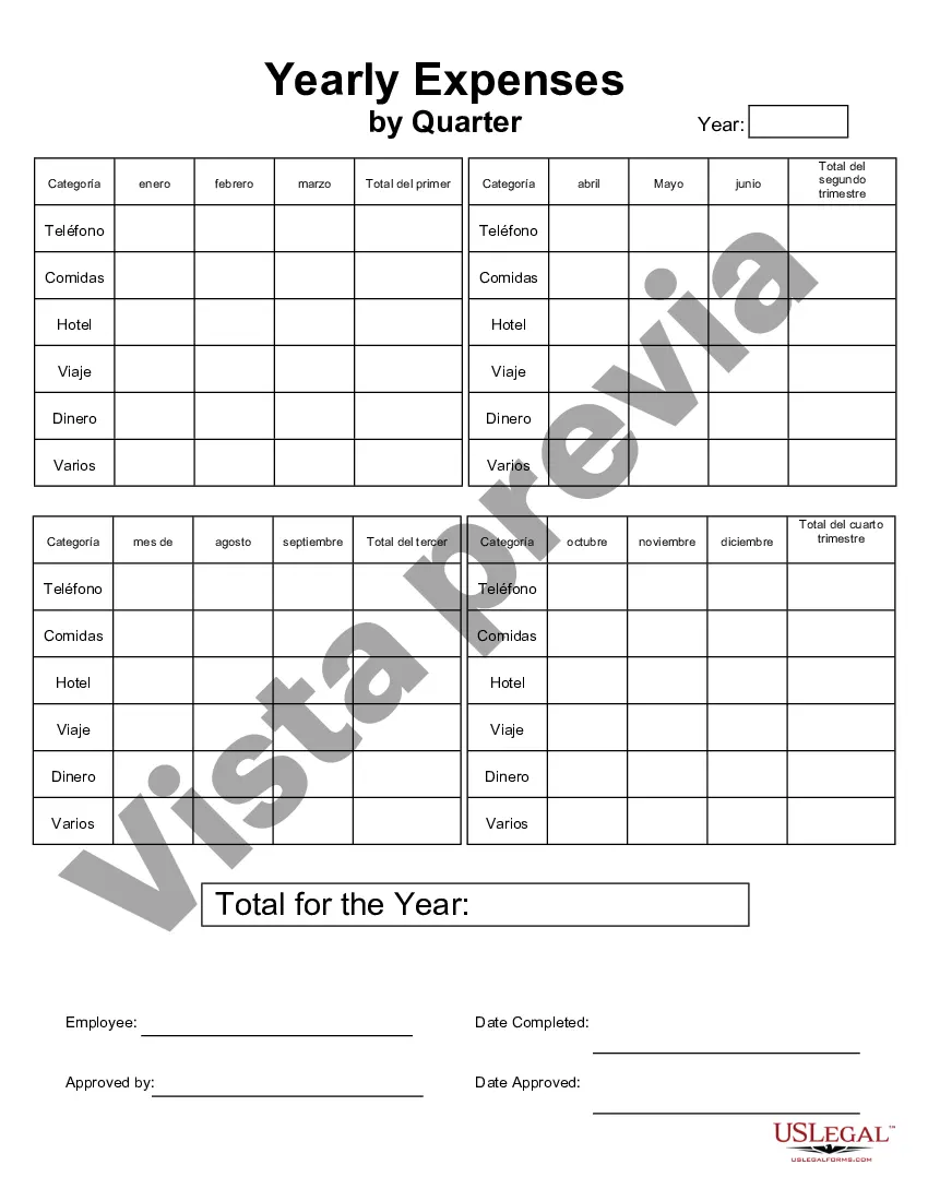 Preview Gastos anuales por trimestre