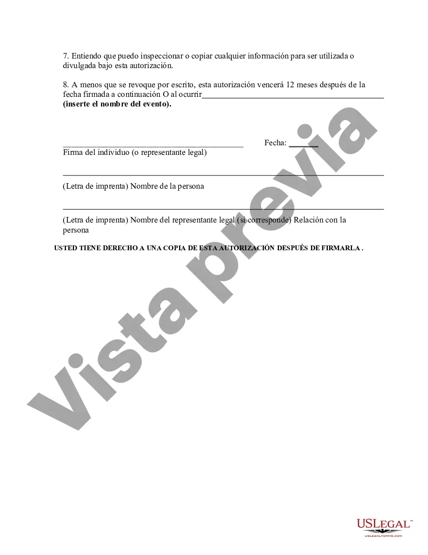 Get Autorización de Uso y/o Divulgación de Información de Salud Protegida Preview Autorización de Uso y/o Divulgación de Información de Salud Protegida