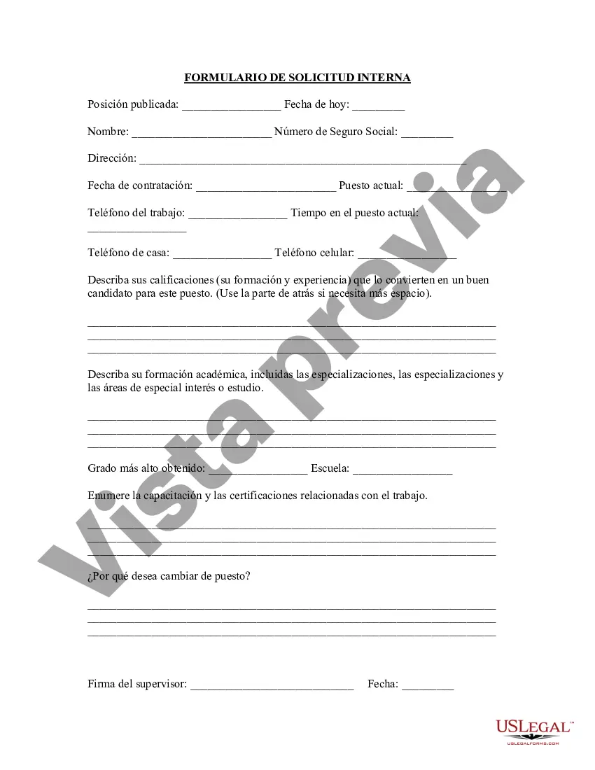 Preview Formulario de solicitud interna